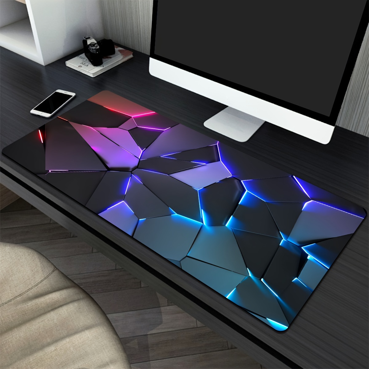 Rgb Keyboard Wrist Rest - خط الهندسة RGB ماوس الوسادة كبيرة