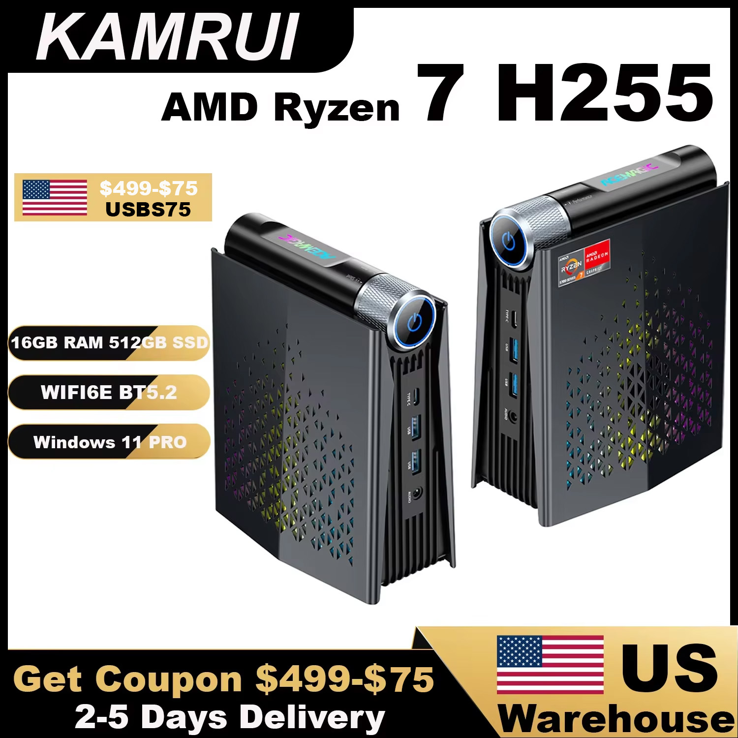 Pc Gaming Ryzen - كمبيوتر ألعاب صغير KAMRUI مع معالج