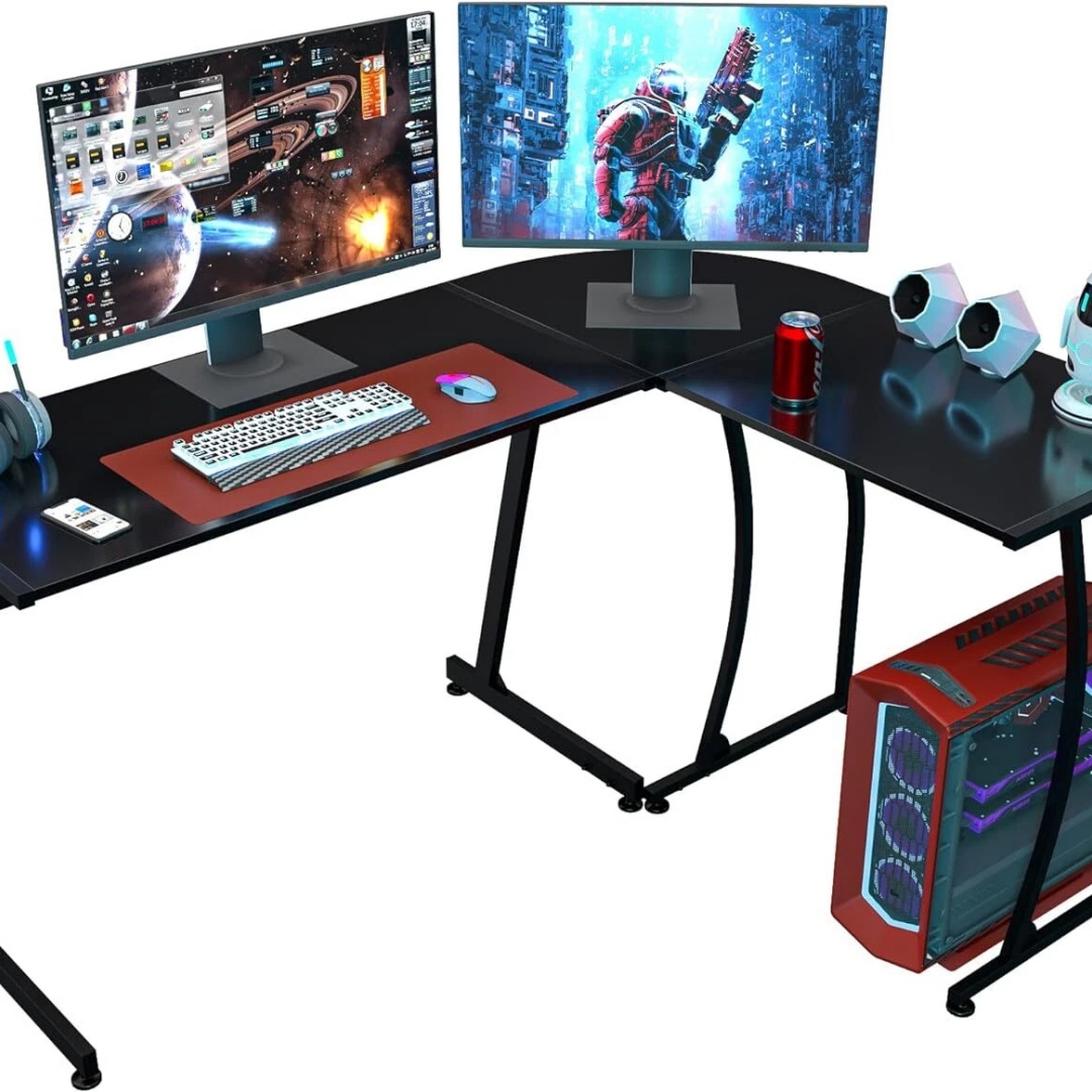 Pc Gaming Center - طاولة ألعاب على شكل حرف L